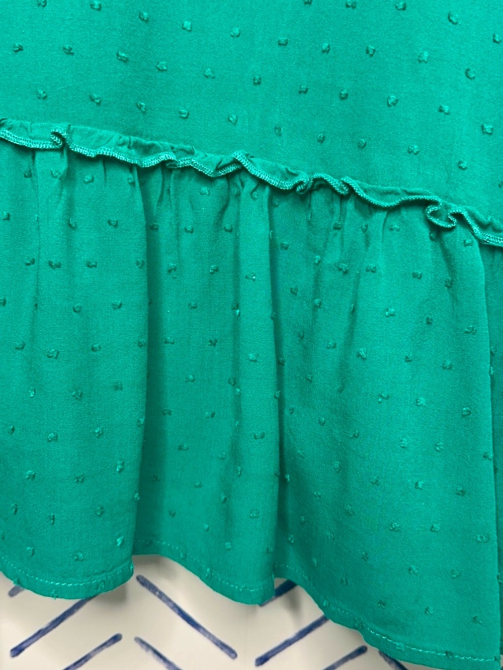 Francesca’s Swiss Dot Pom Pom Ruffled Mini Beach Dress sundress Size Small green - Picture 8 of 8